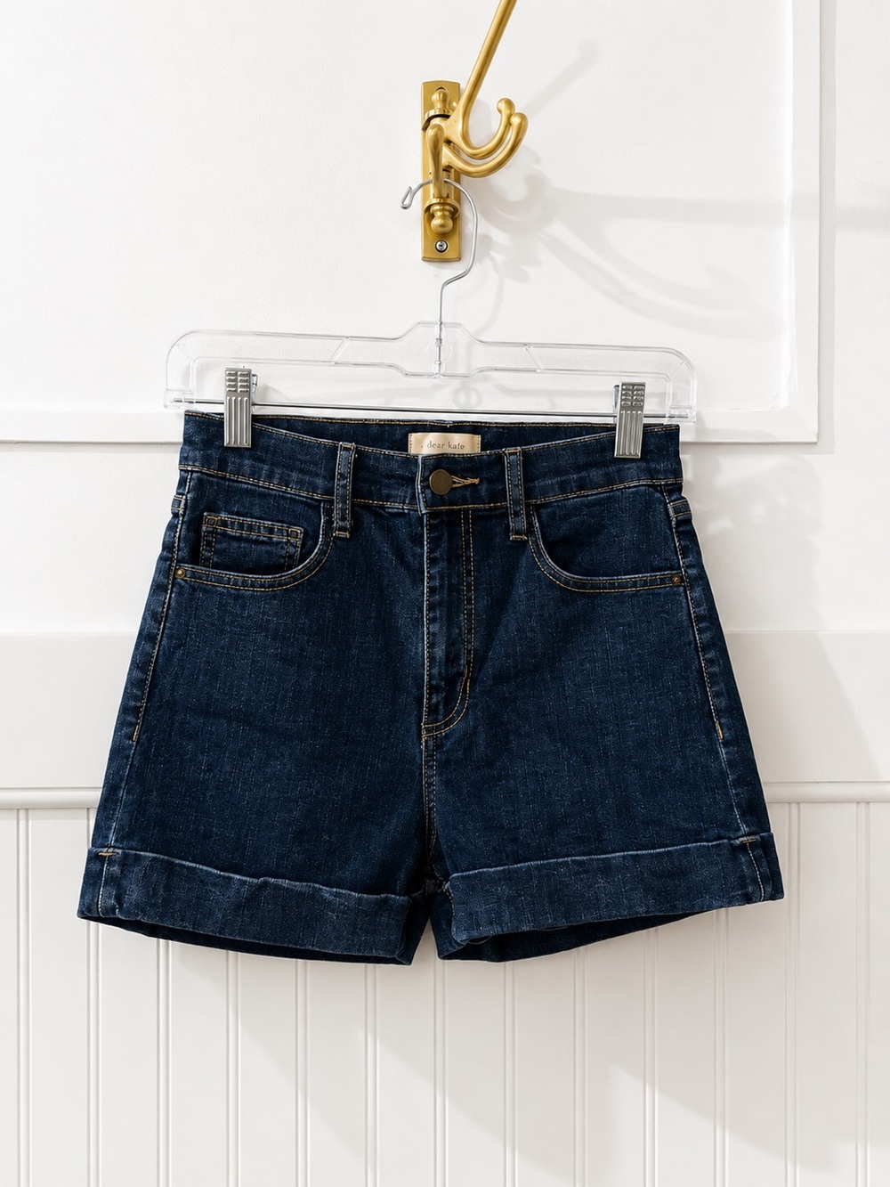 Altar'd State Dark Blue Denim Cuffed Shorts